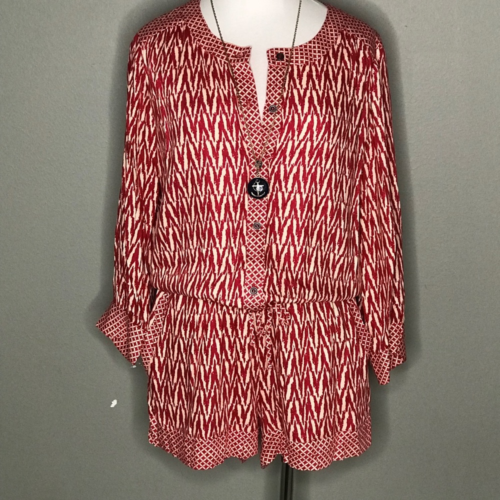 Ella Moss Red and White Long Sleeve Romper